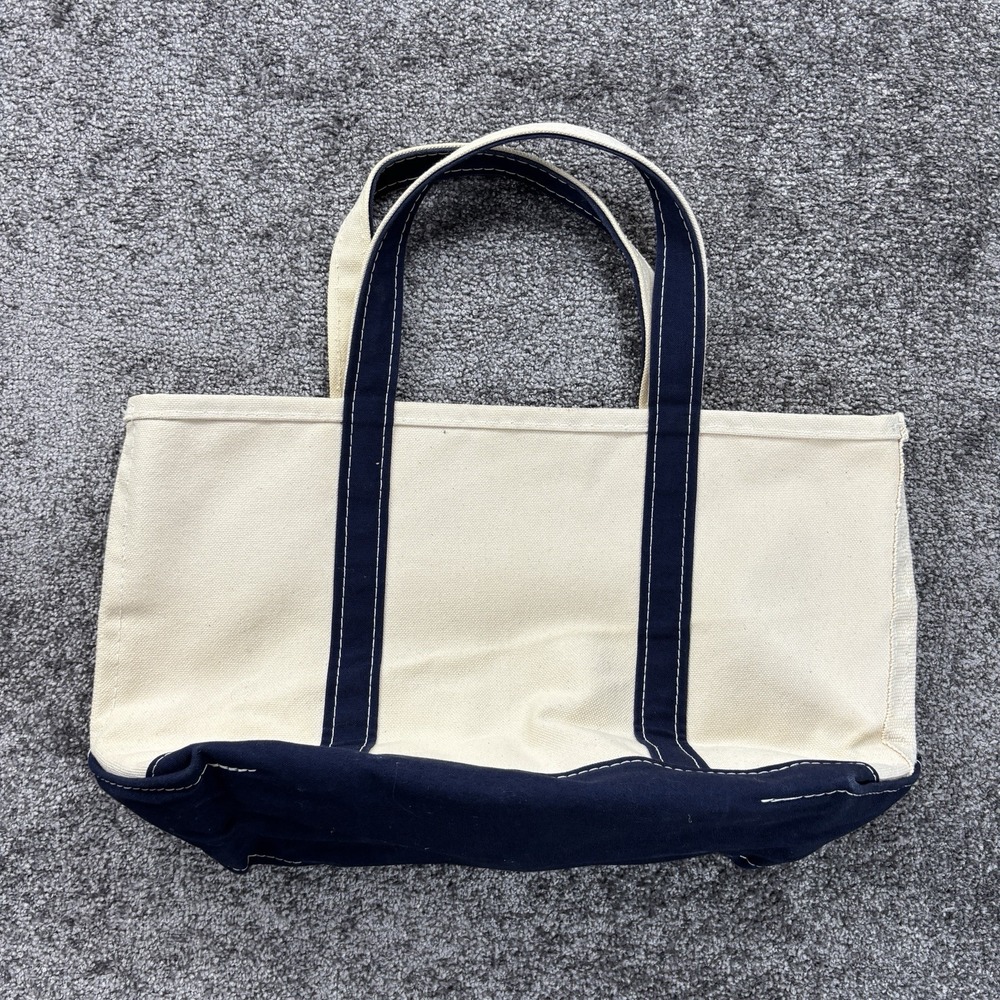 Vintage L.L.Bean Boat And Tote Bag Medium White Blue USA Made El Mirador Sun - Picture 6 of 11